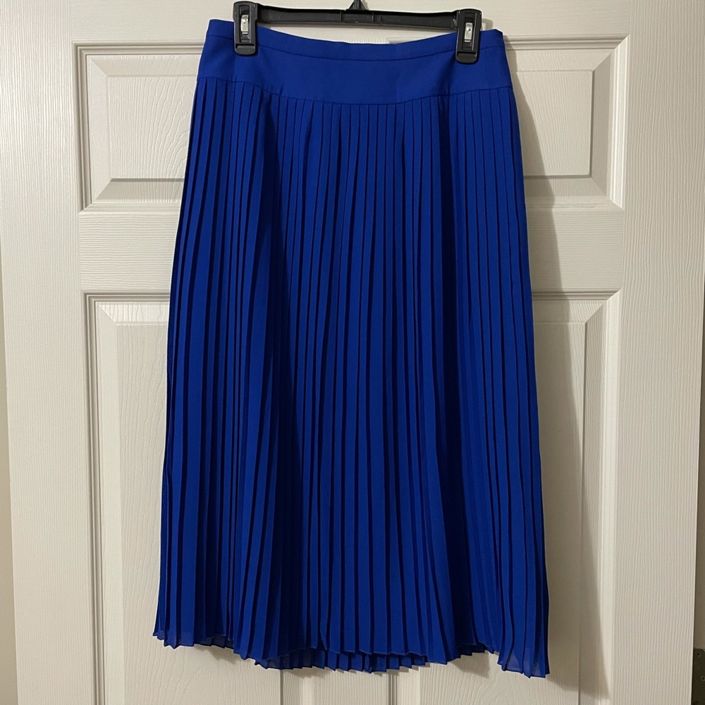 J Crew cobalt blue pleated midi skirt size 10